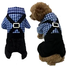 Синяя Клетчатая Одежда для собак, рубашка, черный комбинезон, домашнее платье с галстуком, пальто тренировочный костюм для собак, одежда для маленьких средних и больших собак