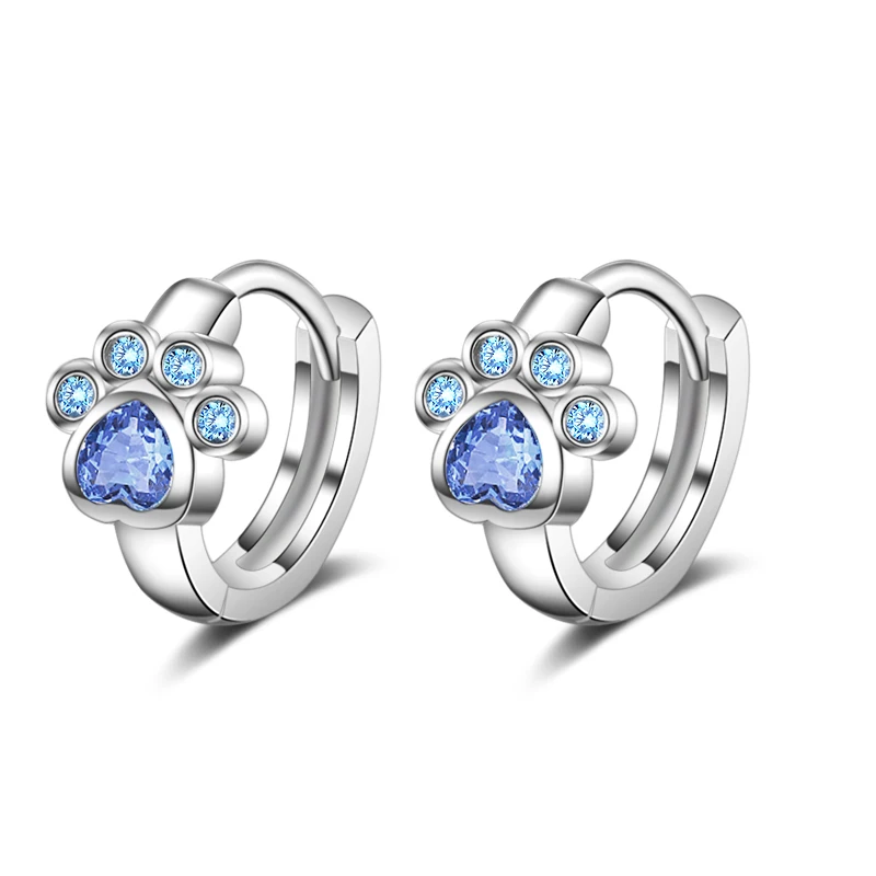 Huitan Minimalist Footprint Circle Earring for Women Inlay Shiny CZ Stone Creative Design Versatile Hoop Earrings Trendy Jewelry - Image 4