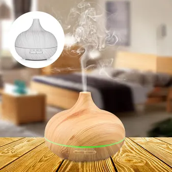

400ml Aroma Air Humidifier Wood Grain with LED Lights Essential Oil Diffuser Aromatherapy Electric Mist Maker for Home USB 36db