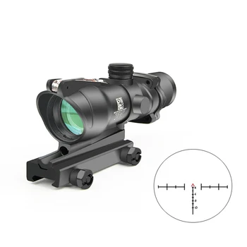 

New 4X32 ACOG Optic Scope with Real Fiber Red Dot Illuminated Chevron Glass Etched Reticle Hunting Optic Sight