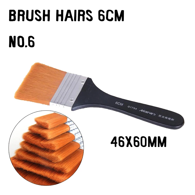 

No. 6 Paint Brush Long Flat Head Cleaning Brush Gouache Acrylic Paint Brush Painting Brush Wall Art Supplies