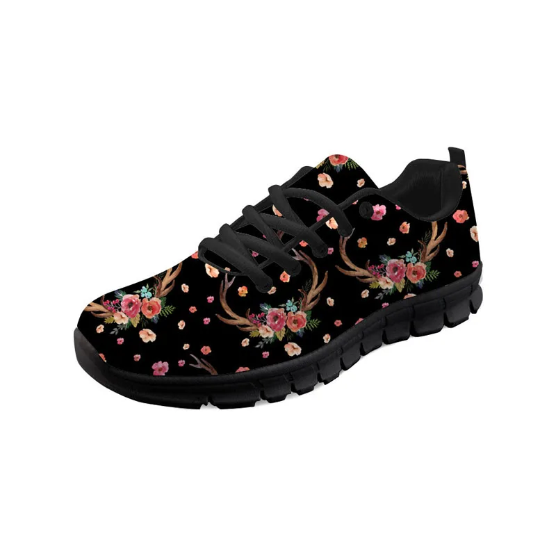 

Customized Cartoon Deer Head 3D Pattern Men Flats Shoes Fashion Brand Mesh Sneakers Black Women Running Shoes Bottom Footwear
