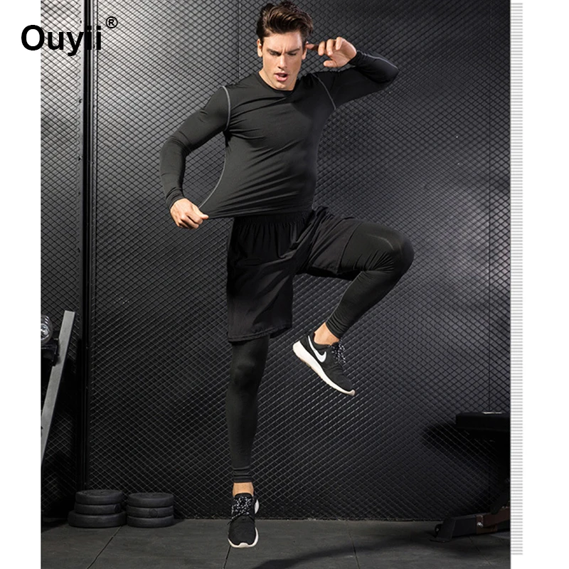

Gym Fitness Suit Compression Sportswear Clothes Quick Dry Running Tracksuit Straining Suits Joggers Training Clothes Wear Men
