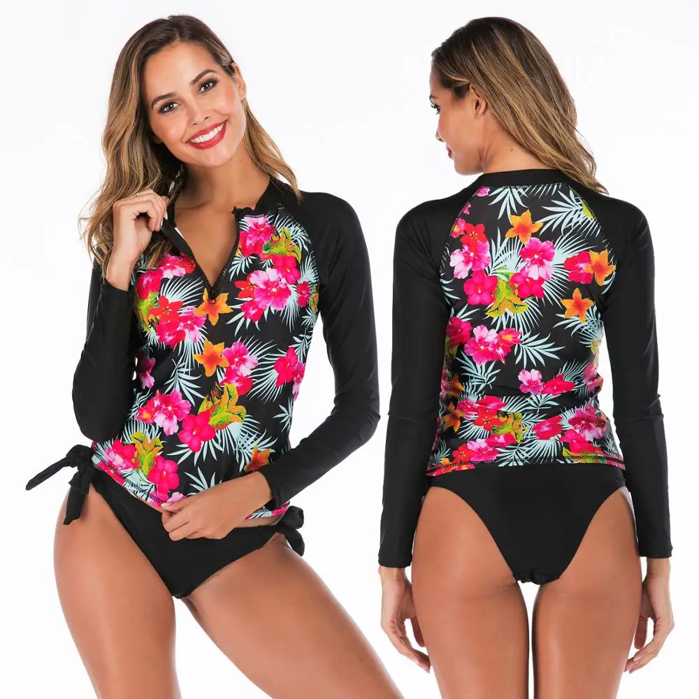 DROZENO Swimsuit with long sleeves Split T-Sexy Beach Wear 22 sexy swimwear Women's swimwear - Цвет: 6613