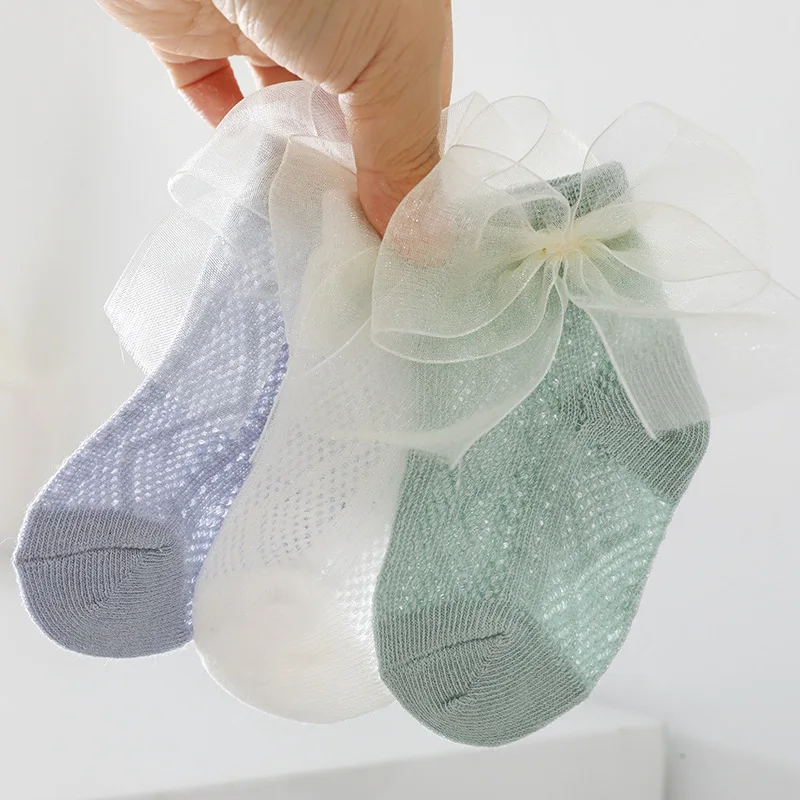 

3 Pairs/Lot Children's Socks Net Gauze Mesh Boat Socks Baby Summer Socks Thin Cotton Girls Baby Socks Newborn Breathable Socks