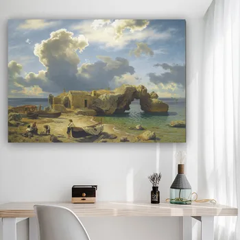 

Abstract Retro Natural Landscape Oil Painting People Party River Mountain Sky Canvas Prints Picture Wall Art Prints Poster