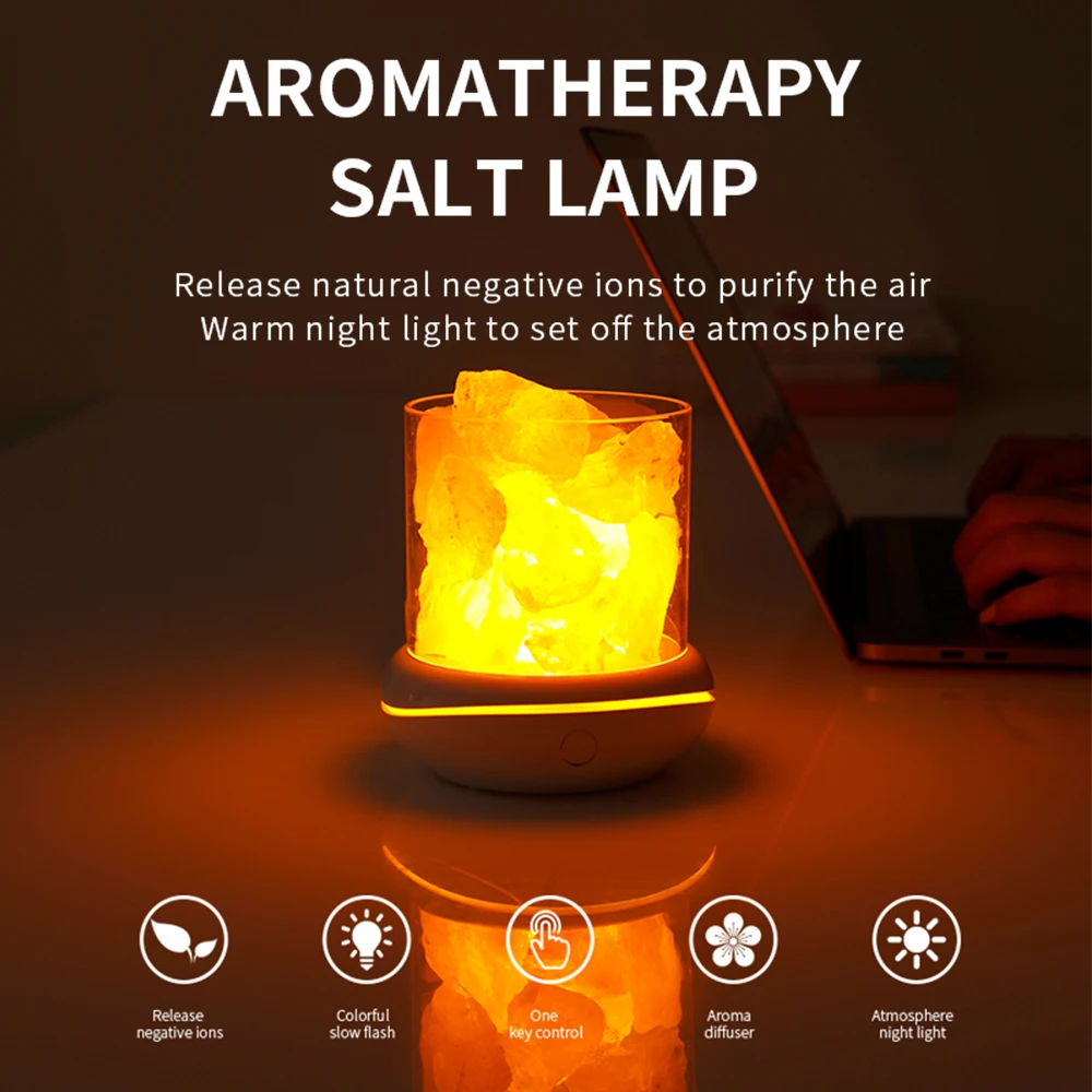 Portable USB Rechargeable Crystal Salt Lamp Aromatherapy Light Indoor  Bedroom Purifying Air LED Night Light Home Decor Lights - AliExpress