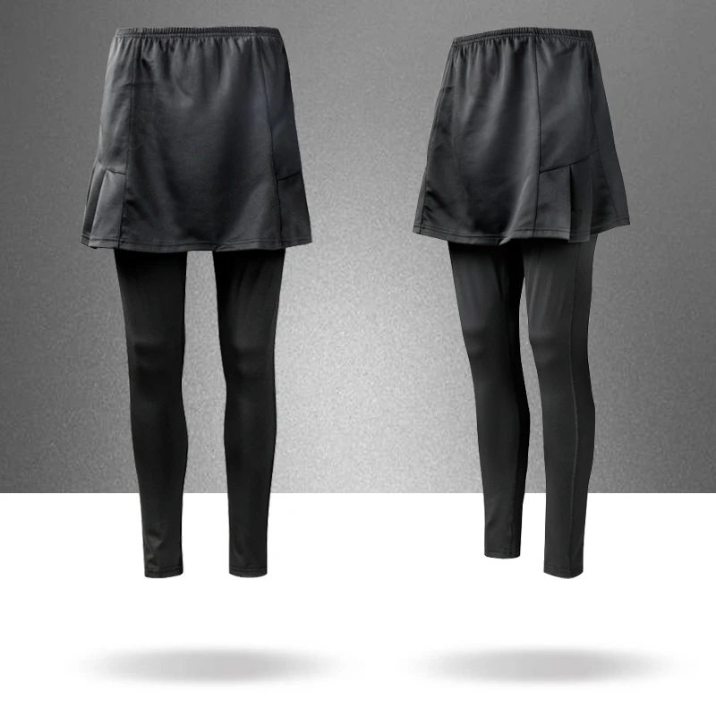 Женская юбка для бадминтона, компрессионные штаны, 2 в 1, юбки для настольного тенниса, встроенные леггинсы, брюки, спортивная юбка, штаны для бега, юбки
