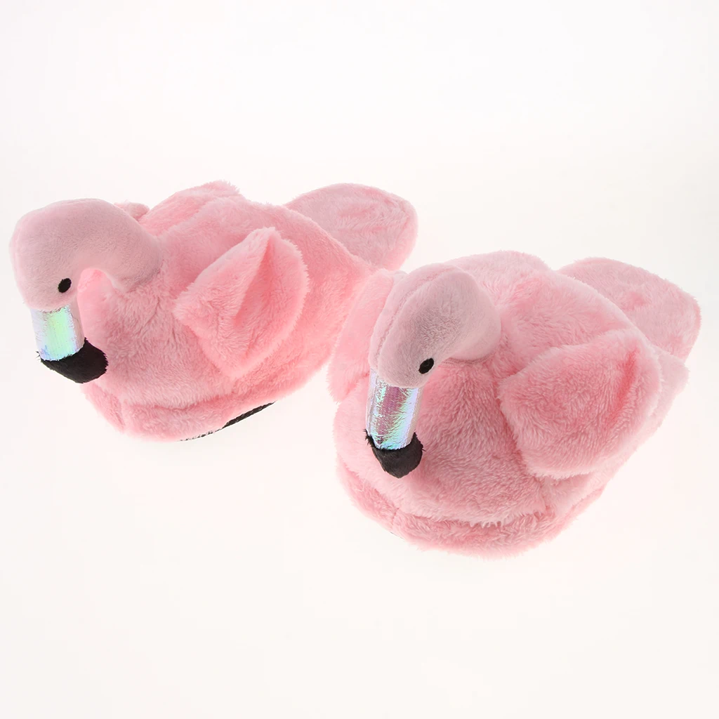 Cute Lady Teen Flamingo Soft Plush Warm Slippers  Winter Warm Home Slippers Women Animals Plush Slippers 