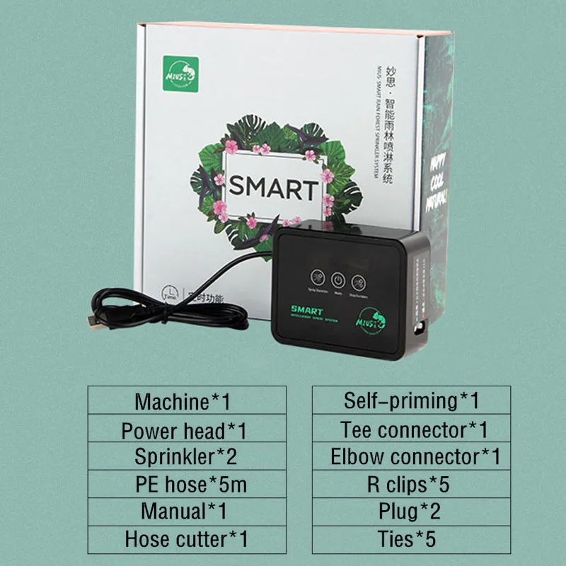 inteligente sistema de pulverização da floresta tropical réptil fogger temporizador eletrônico automático névoa terrários umidificador kit controle sprinkler