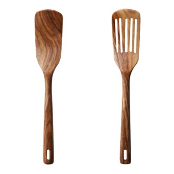 

TOP!-Acacia Wood Spatula Kitchen Cooking Wooden Spatula Creative Long Handle Cooking Set Wooden Tableware