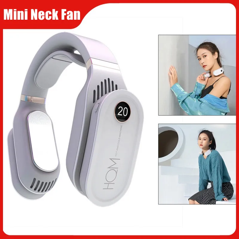 Portable Air Conditioner Hanging Neck Fan Cooling Cold Heating Heater Warm Electric Bladeless Fans Wearable Neck Massager