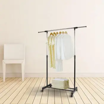 

Stainless Steel Single Garment Rack Holder Clothes Storage Adjustable Hanging Rail Drying Rack Stand Assembling Coats Rack HWC