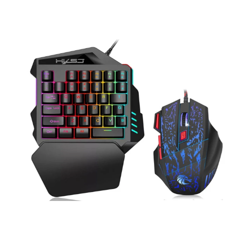 

HXSJ J50 Ergonomic Multicolor Backlight One-Handed Game Keyboard Mouse Set 5500DPI Gamer Gaming Mouse and Keyboard Kit For Home