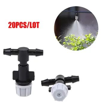 

20Pcs Tee Joints Gray Sprinkler Heads Nozzle for Misting Watering Irrigation Plastic Lawn Sprinkler for 1/4 Inch Hose