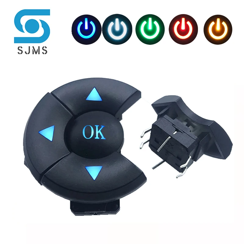 Conjunto A14 Tampão Maneira Direção Interruptor Combinação com Seta ok Botão 12*12*7.3 mm Dip com Luz Micro Tátil Interruptor de Botão 1