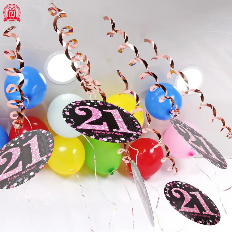 Cross Border for PVC Spiral Hanging Decoration Bracelet Charm 18-Year-Old 30-Year-Old 60-Year-Old Birthday Decoration Party Back