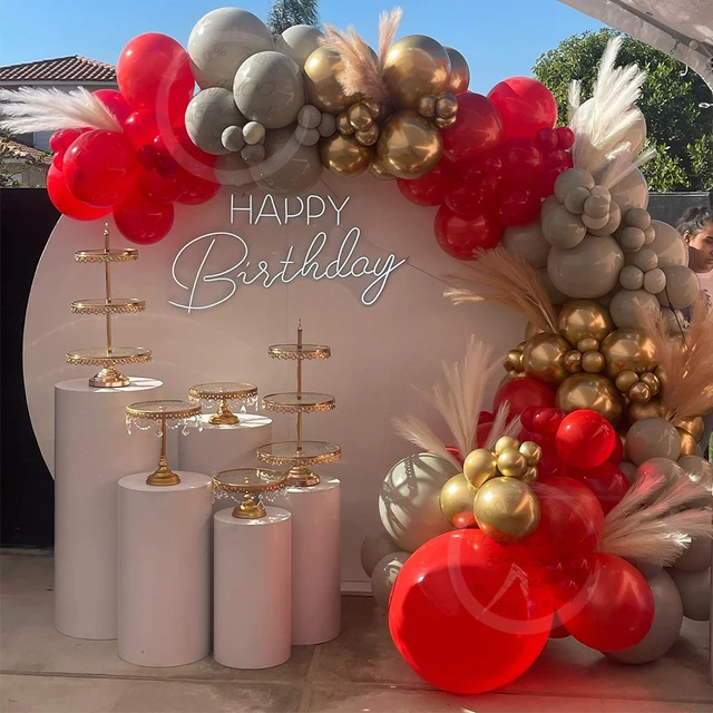 HOUSE OF PARTY Kit de arco de globos para el día de San Valentín, confeti  dorado, globos blancos y rojos, globos de Mylar para bodas, cumpleaños y