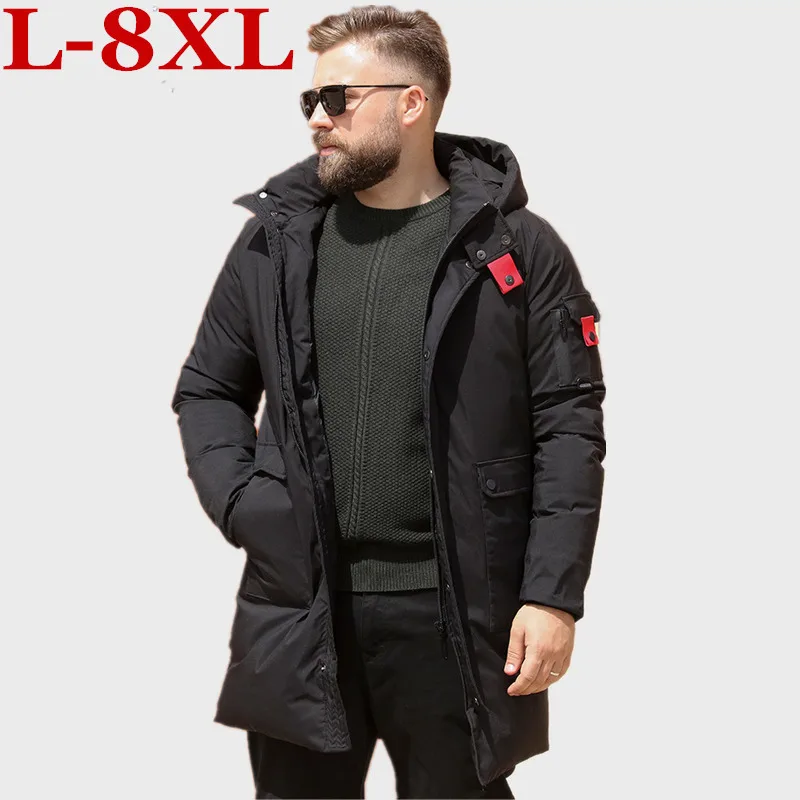 Зимние Брендовые мужские куртки размера плюс 10XL 9XL 8XL Длинные парки с большими