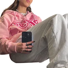 

Breathable Girls Long Sleeve Outwear Ladies Creative Letter Printing Zipper Hoodie Coat Casual Loose Hooded Cardigan Sweatshirts