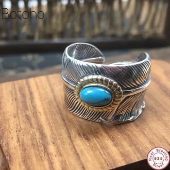

100% S925 Sterling Silver Jewelry Goros Rings Eagle Feathers Ring Opening For Men And Women Birthday Gift Mens Signet Rings gift