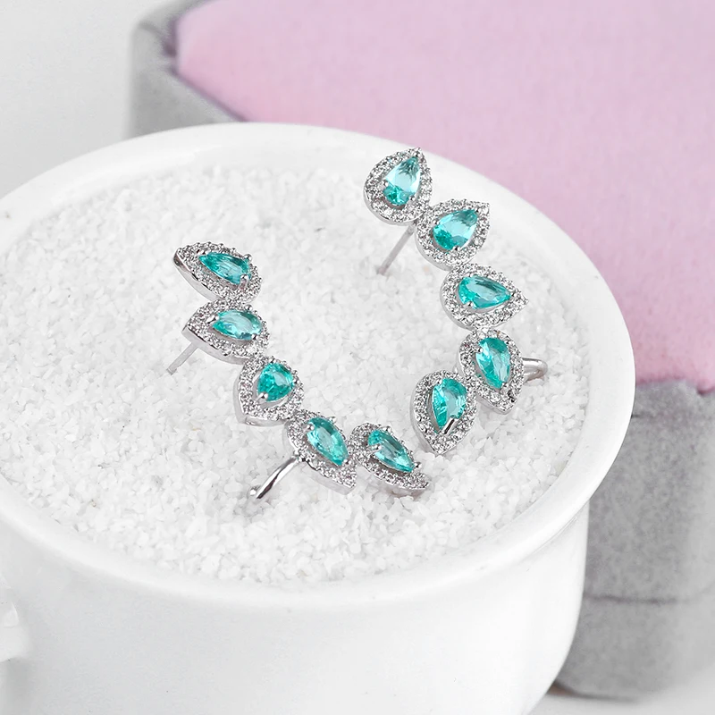 Женские серьги капельки XIUMEIYIZU 2 цвета черно белые каффы с фианитом|cuff earrings|ear