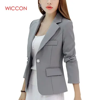 

Women Jacket Blazer Slim Fit 2020 Long Sleeve Single Button Coat Office Lady Jacket Female Notched Tops Blazers Feminino Outwear