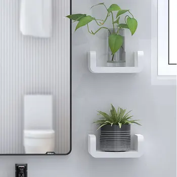 

Practical Storage Shelf Home Container Self Adhesive Holder Plastic Wall Mounted Shampoo Punch Free Kitchen Toilet Bathroom Rack