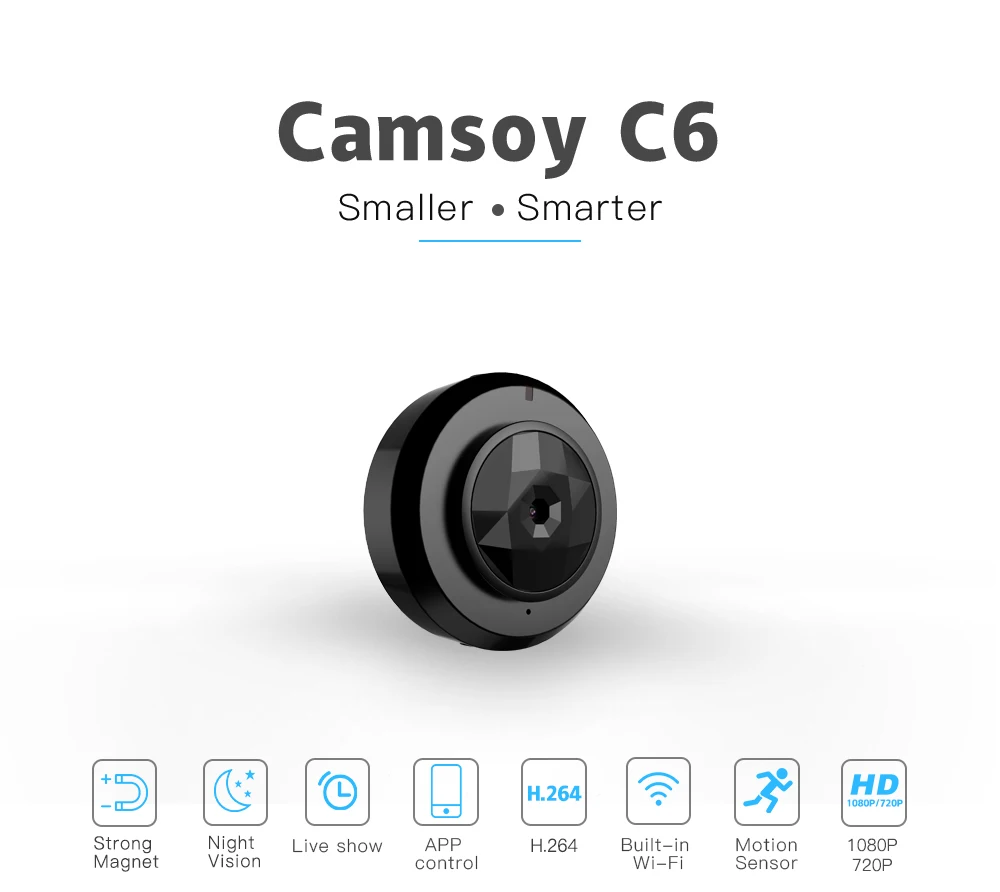Camsoy C6 Cookycam Micro wifi самая маленькая мини-камера HD 720P с ночным видением IP wifi Cam домашняя Удаленная видеокамера безопасности