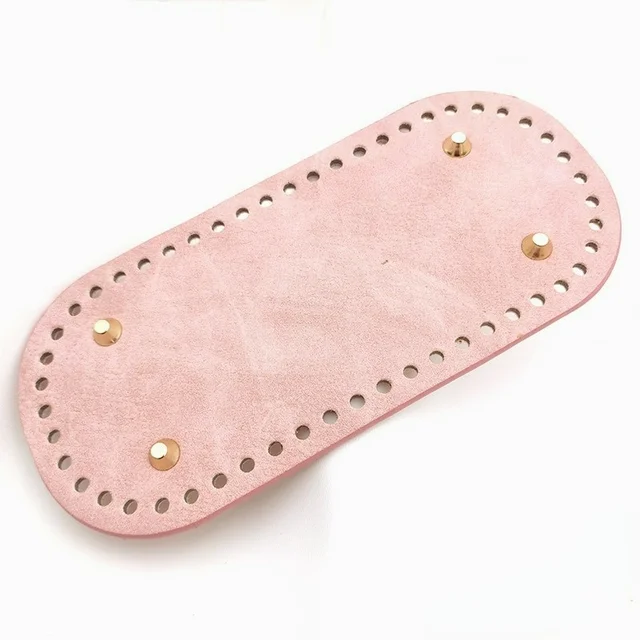 22x10cm Woven Long Bottom for Knitted Bag PU Leather Bag Accessories Handmade Bottom With 52Holes DIY Crochet Bag Bottom pink 2