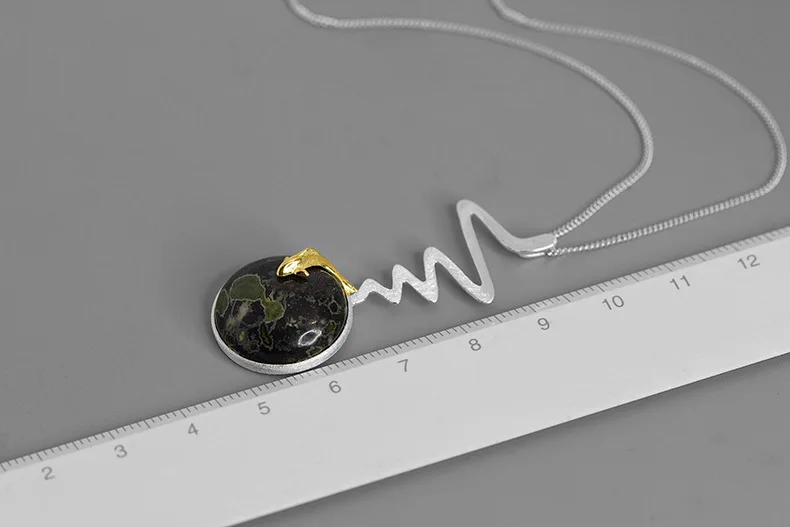 INATURE 925 пробы серебряный кулон ожерелье натуральный Слива нефрит кои ожерелья с рыбками для женщин ювелирные изделия