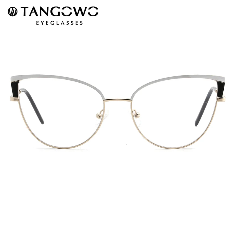 Tangowo Cateye Metal Women Glasses Frame Vintage Computer Glasses Eyewear Frame Myopia Hyperopia