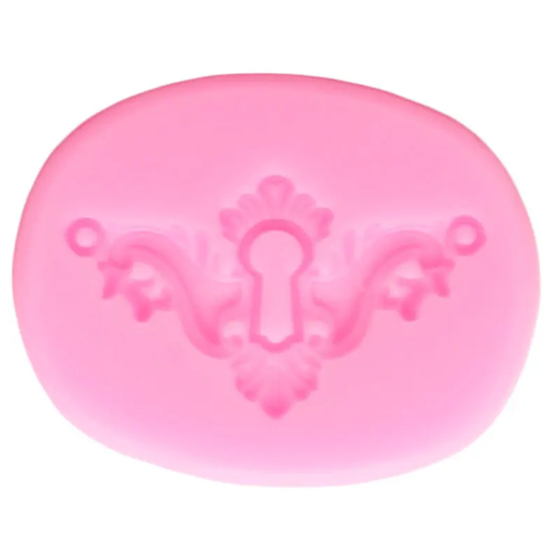 3D Vintage Lock Plate Silicone Mold Key Hole Cupcake Topper Fondant Cake Decorating Polymer Clay Candy Chocolate Gumpaste Moulds