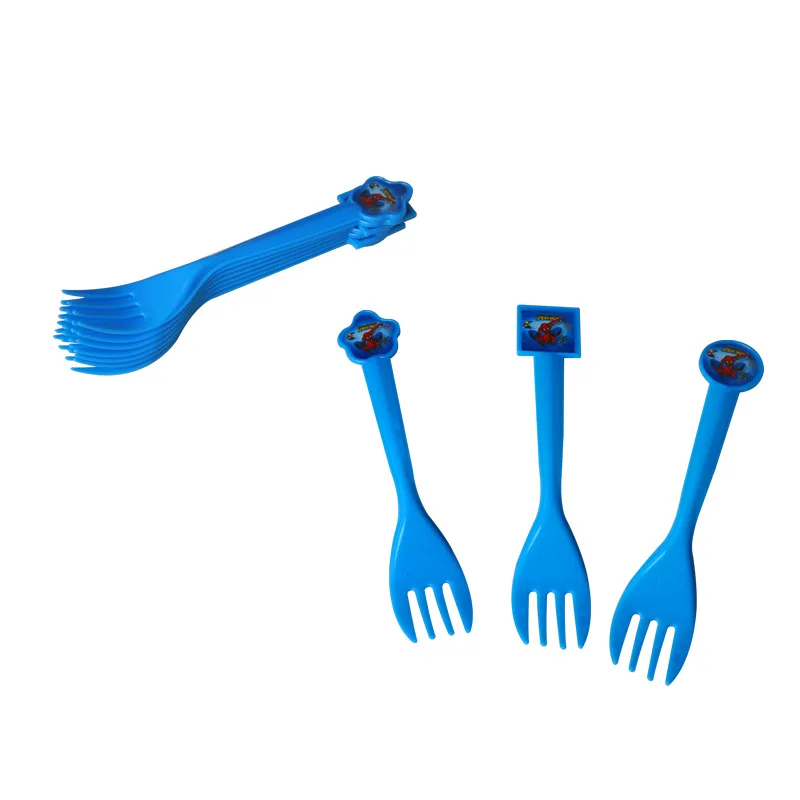 Fork 10pcs Супергерой паук человек вечерние чаша-контейнер емкость для трубочек салфетки коробка конфет баннер детский день рождения, детский душ вечерние Декор поставки - Цвет: Fork 10pcs
