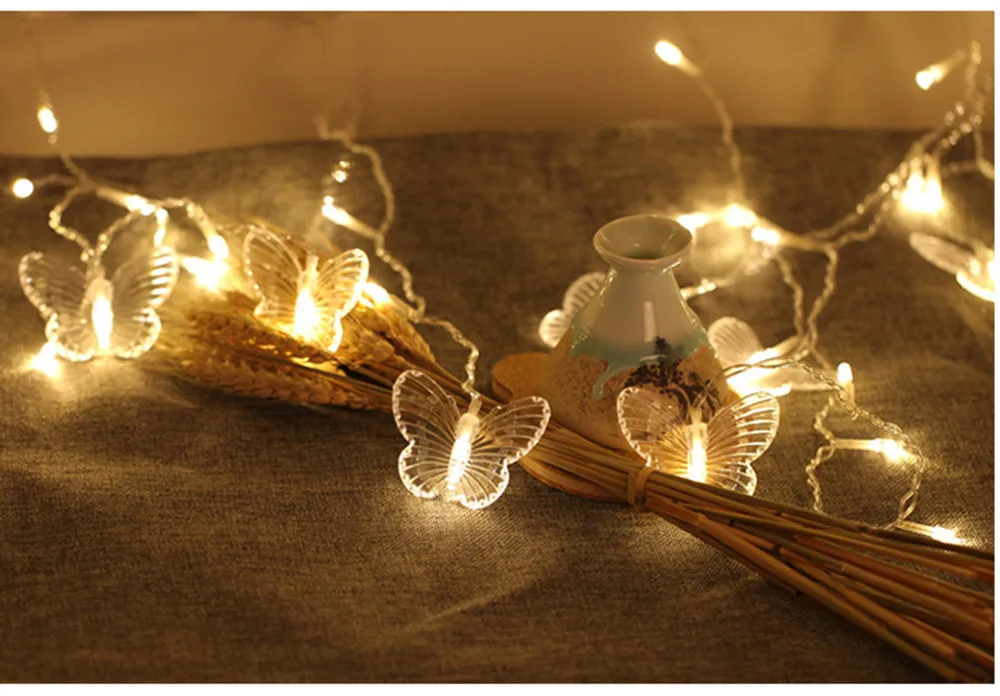 20# Led Butterfly String Light Butterfly Curtain Light Wedding Party Garden Decor Light String Chains Christmas Decorative Bulbs