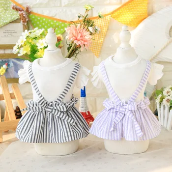 

DannyKarl New 2020 Petstyle Spring And Summer Forest Bubble Strap Striped Skirt Pet Clothes Dog Clothing Spring And Summer