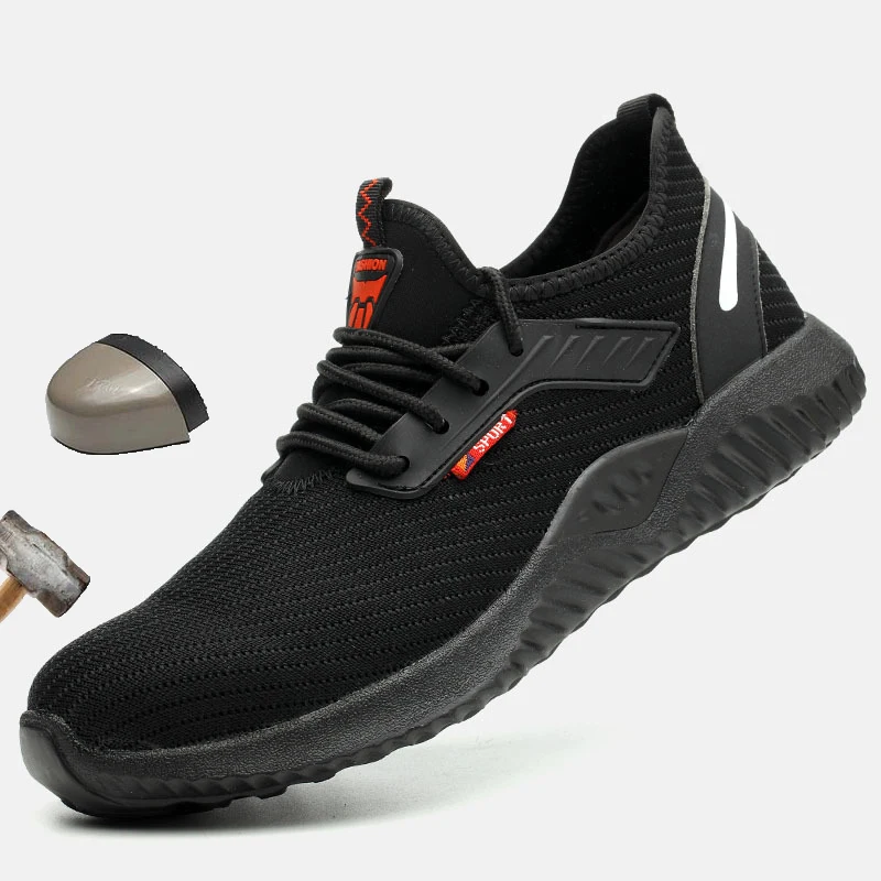 Zapatos de trabajo con punta de acero para hombre, zapatillas de seguridad ligeras y transpirables para exteriores, botas de trabajo resistentes a perforaciones