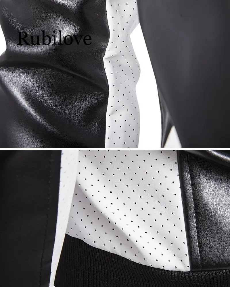 Rubilove наивысшего качества Модные мужские белые кожаные куртки и пальто из искусственной кожи подходящие цвета пальто M-5XL