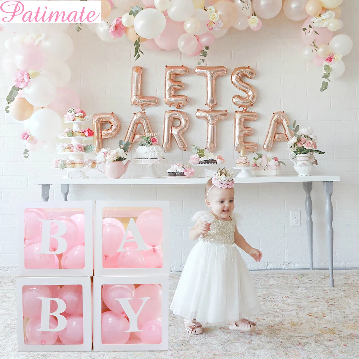PATIMATE Baby Shower прозрачная коробка для детского душа украшения мальчиков и девочек 1
