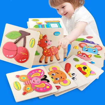 

Baby Toys Wooden Puzzle Cute Cartoon Animal Intelligence Kids Educational Brain Teaser Children Tangram Shapes Jigsaw Gifts