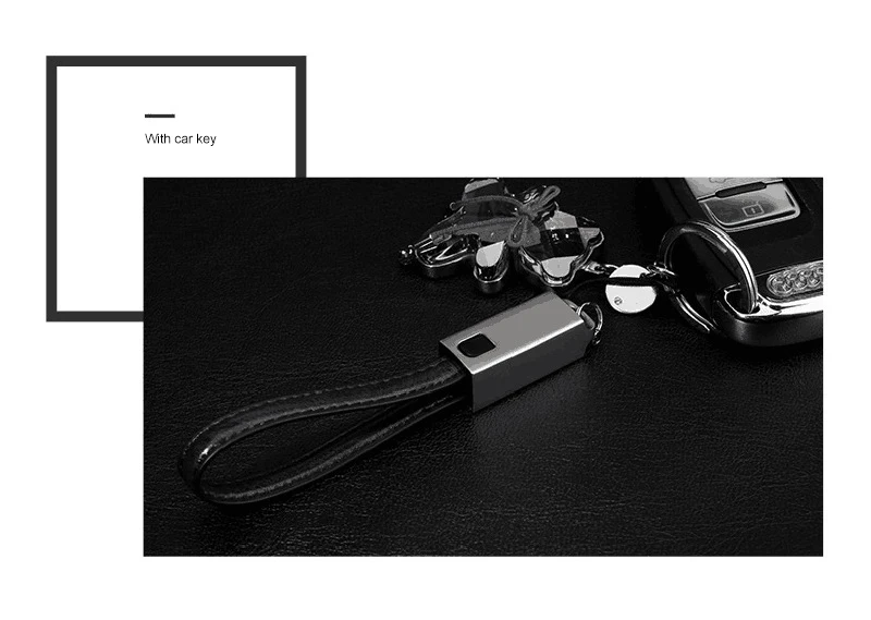 20cm Micro USB Cable Keychain Type C USB Cable Metal Texture With Leather Type-CUSB Charging Cable Data Transfer Car Keychain