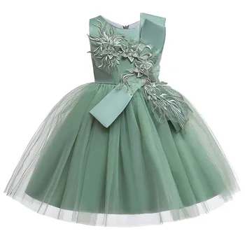 

Teen Kids Dress for Girls Butterfly-knot Decals Tulle Children Prom Gown Formal Child Party Pageant Elegant Princess Dress #LR4