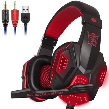 

3.5mm Wired LED Light Gaming Headset For PS4 PC Xbox one Stereo Surround Sound Noise Cancelling Wired Sport Earphones With Mic