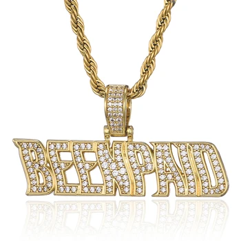 

US7 Alphabet 'BEENPAID' Pendant Necklace Gold Silver Color Iced Out Chains Micro Pave Cubic Zircon Pendant Necklace Charm