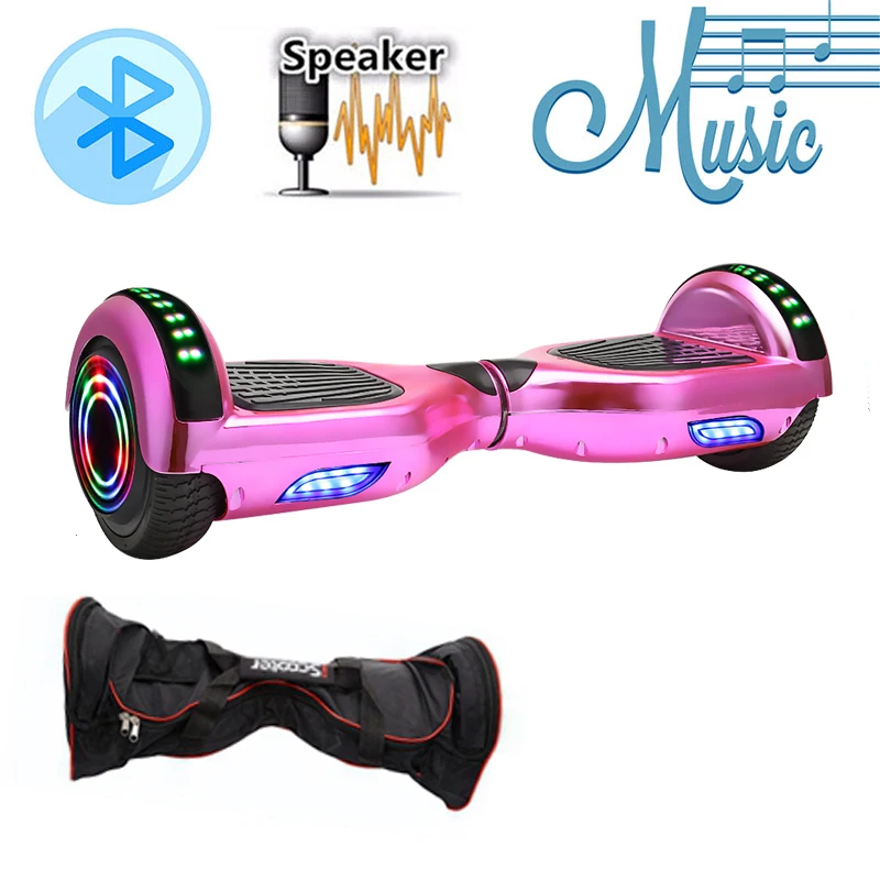 6.5inch Chrome pink IScooter bluetooth Ховерборд 10 дюймов 2 колеса умный электрический скутер баланс Ховер доска bluetooth Ховер доска с сумкой - Цвет: 6.5inch Chrome pink