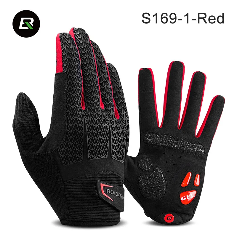 5 стилей ROCKBROS перчатки для велоспорта ветрозащитные перчатки для сенсорного экрана противоскользящие MTB дорожный велосипед мото Универсальные перчатки для верховой езды для мужчин и женщин - Цвет: S169-1-Black red