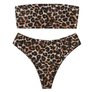 

Leopard Print Bikini Push Up Swimsuit Sexy Women Bikini Set 2020 Brazilian Thong Bathing Suit Bandeau Beach Wear swimwear