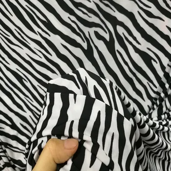 

Zebra Pattern Print Stretch Swimwear Fabric Spandex Knitted Fabric Soft Fabric DIY Sewing Stage Tights Sportwear Dress/T-Shirt