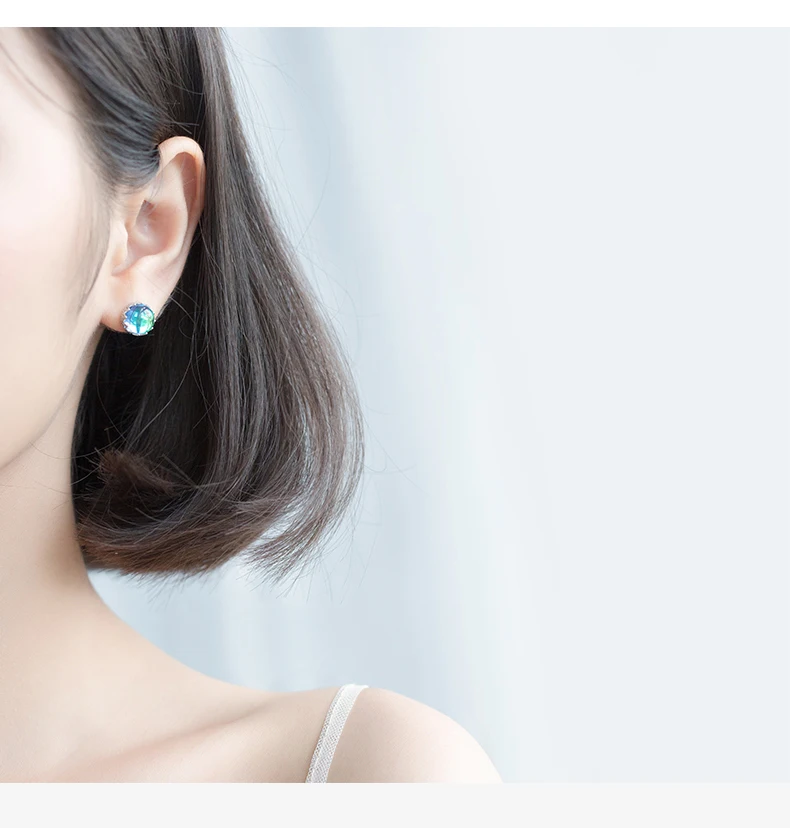 Modian Luxury Charm Blue Opal Crown Stud Earrings Fashion Elegant 925 Sterling Silver Crystal Jewelry For Women S925 Female Gift