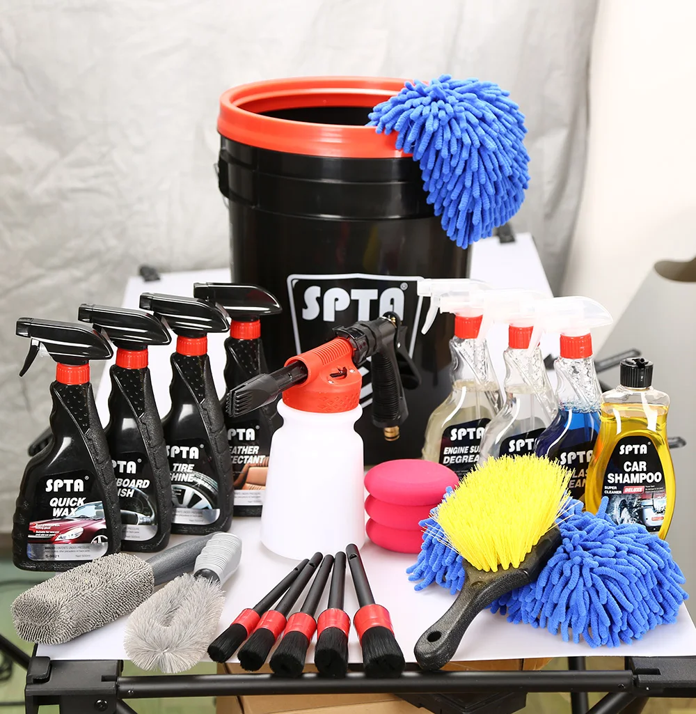 SPTA 23Pcs Car Care Kit Care Sets Car Shampoo Engine Surface Degrease Weel Ram Cleaner Tire Car Cleaning Wash Washer Care Set SPTA 23Pcs Car Care Kit Care Sets Car Shampoo Engine Surface Degrease Weel Ram Cleaner Tire Car Cleaning Wash Washer Care Set
